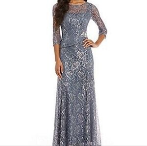 Elegant Lace Evening Gown - Gray
